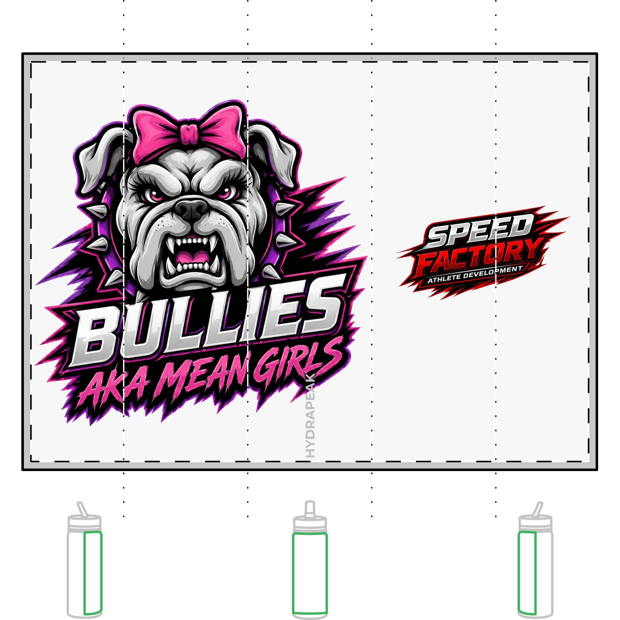 Bulldog 'Bullies AKA Mean Girls' 20oz Mini Water Bottle - Speed Factory Athlete Development (Cen Cal Bullies )