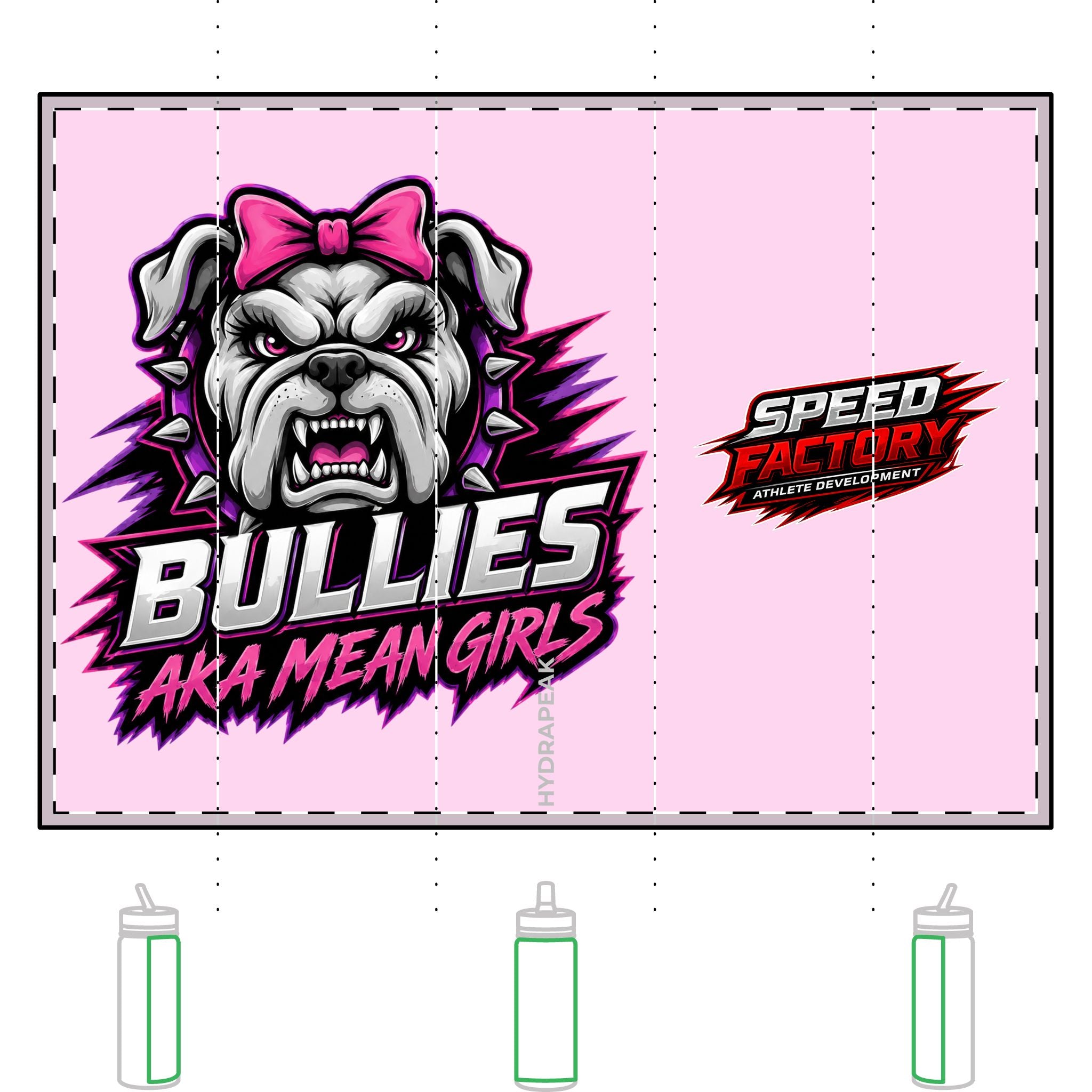 Bulldog 'Bullies AKA Mean Girls' 20oz Mini Water Bottle - Speed Factory Athlete Development (Cen Cal Bullies )