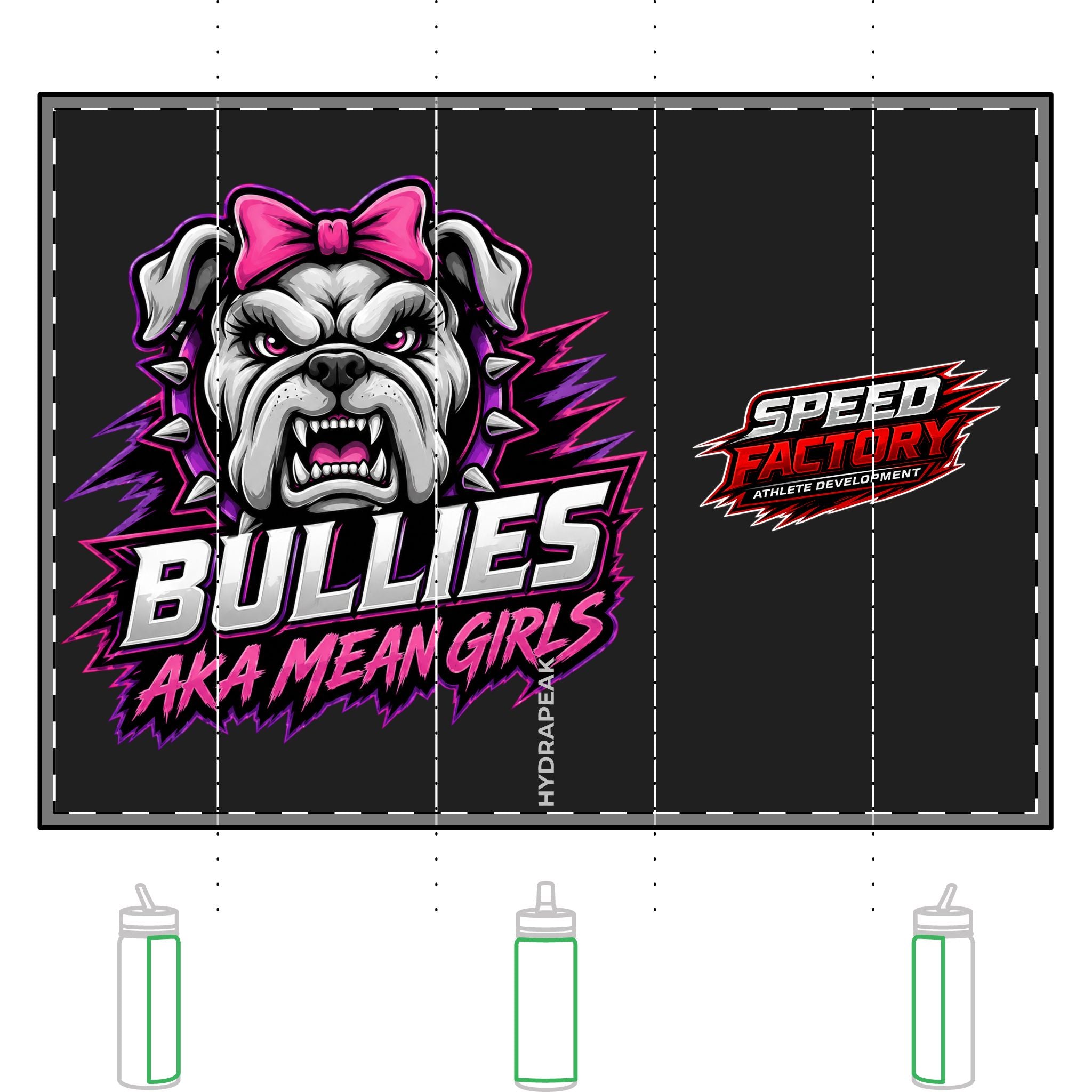 Bulldog 'Bullies AKA Mean Girls' 20oz Mini Water Bottle - Speed Factory Athlete Development (Cen Cal Bullies )