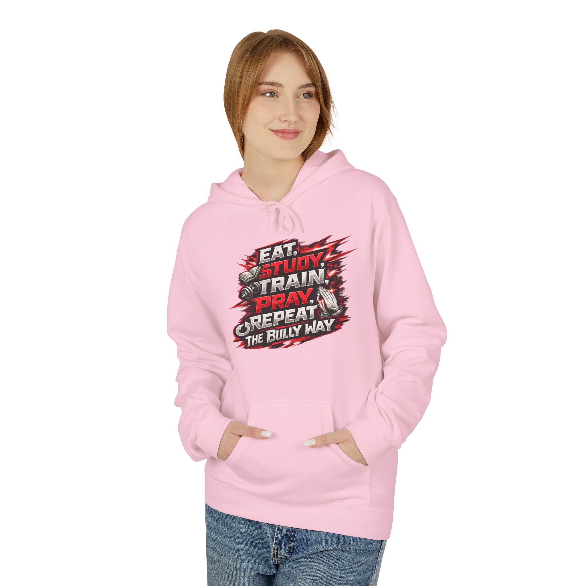 Eat,Train,Pray,Repeat - Unisex Midweight Softstyle Fleece Hoodie - Speed Factory Athlete Development (Cen Cal Bullies )