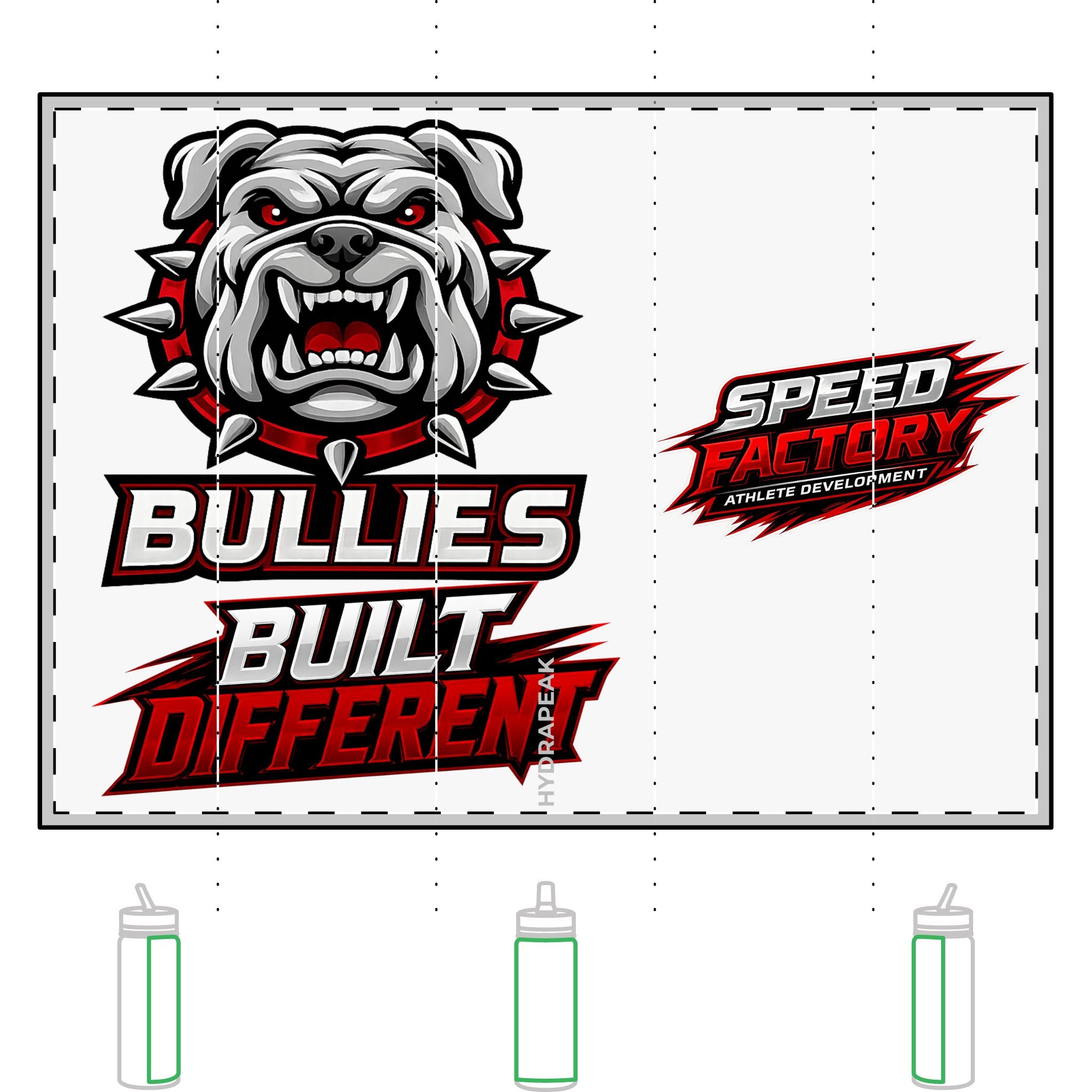 Bulldog 'Bullies Built Different' 20oz Mini Water Bottle - Speed Factory Athlete Development (Cen Cal Bullies )