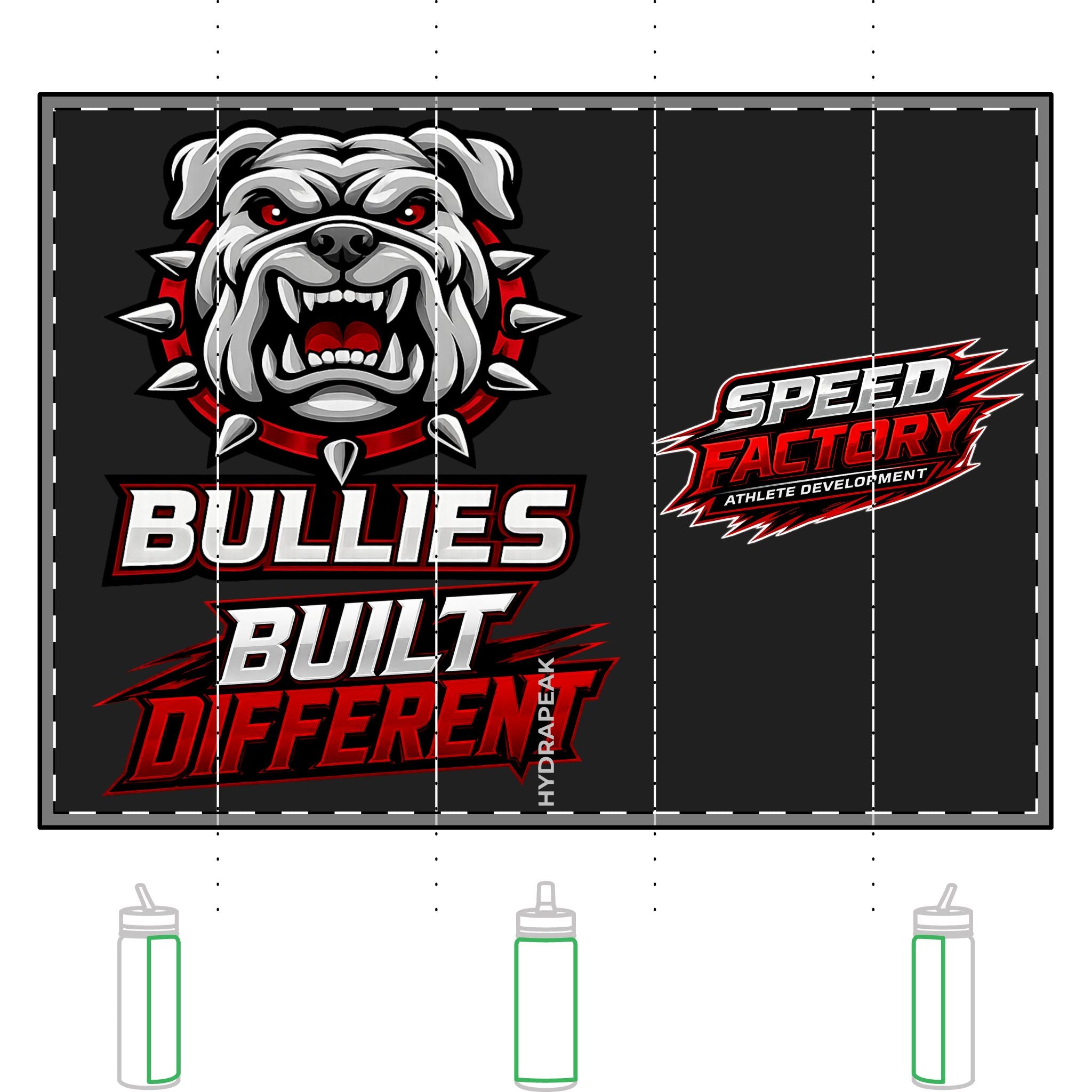 Bulldog 'Bullies Built Different' 20oz Mini Water Bottle - Speed Factory Athlete Development (Cen Cal Bullies )