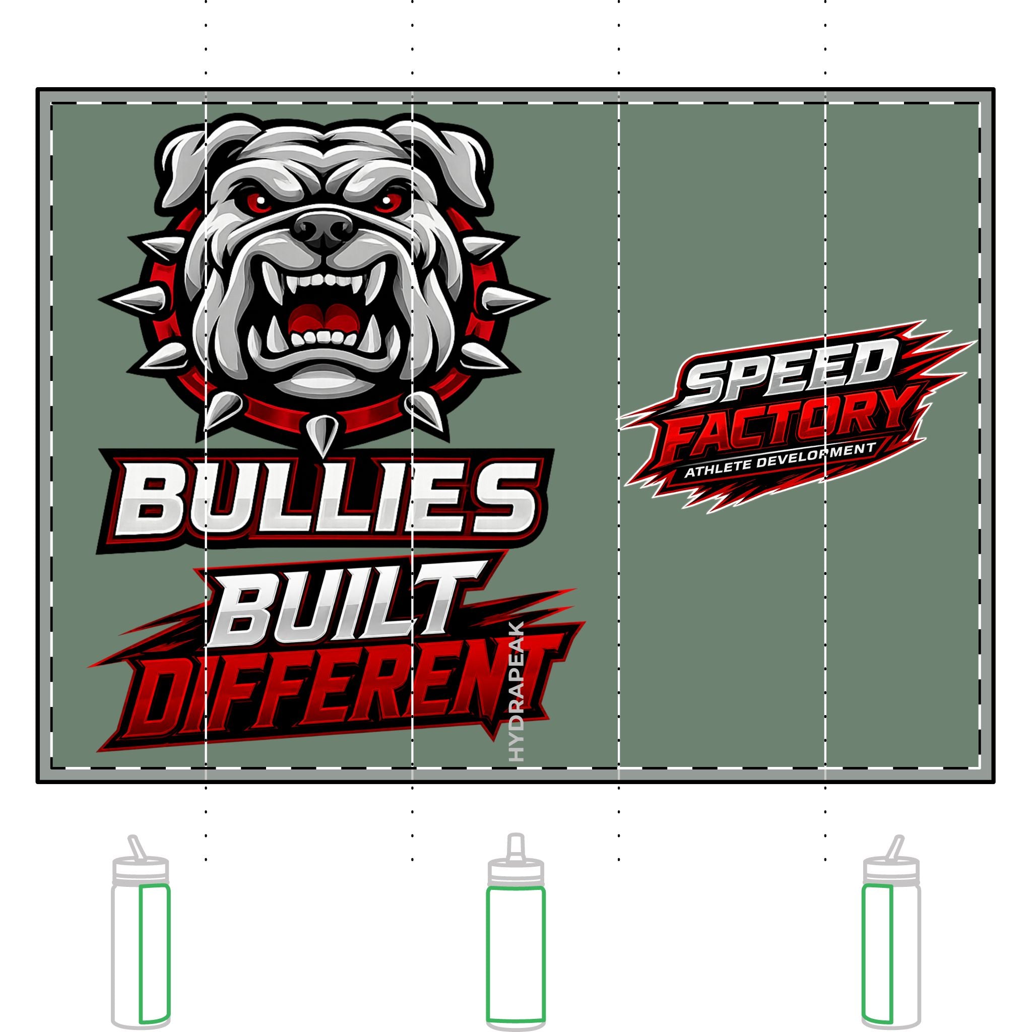 Bulldog 'Bullies Built Different' 20oz Mini Water Bottle - Speed Factory Athlete Development (Cen Cal Bullies )
