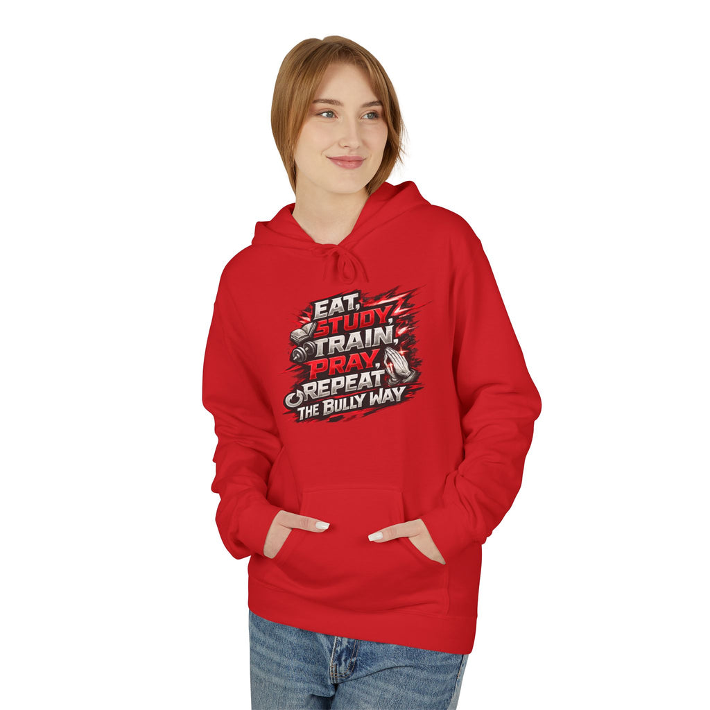 Eat,Train,Pray,Repeat - Unisex Midweight Softstyle Fleece Hoodie - Speed Factory Athlete Development (Cen Cal Bullies )